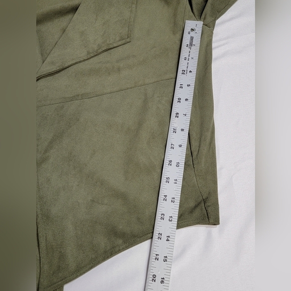 Steve Madden Drape Open Front Faux Suede Sage Green Women's Jacket Size Small - Picture 6 of 13